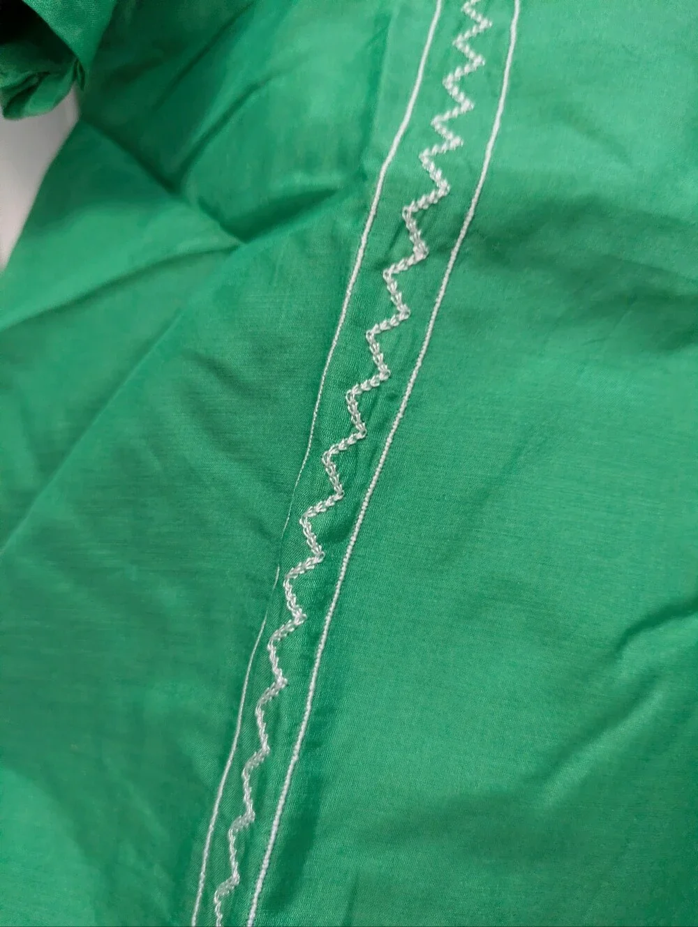 Anthropologie Blue Tassel Brand Embroidered Green Peasant Top - Picture 6 of 12